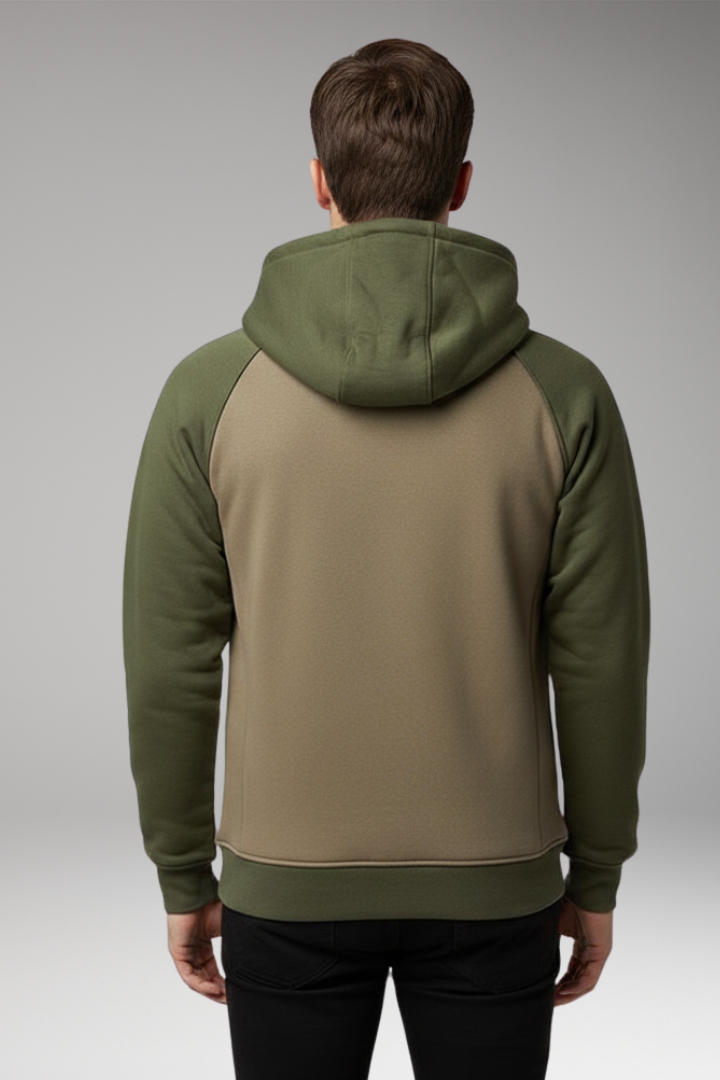 Men's Hooded Sweatshirt Jacket Raglan Sleeves Zip Front