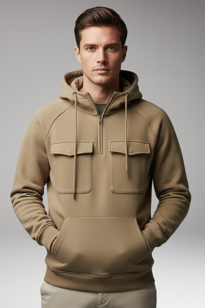 Men's Long Sleeve Hoodie Multiple Pockets