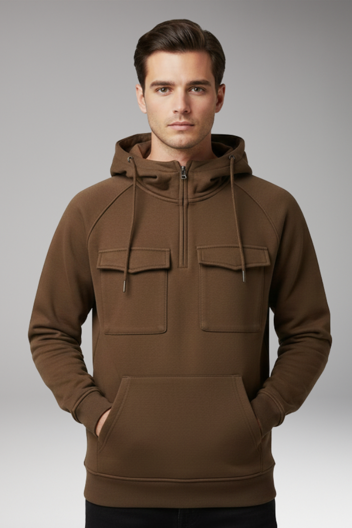 Men's Long Sleeve Hoodie Multiple Pockets