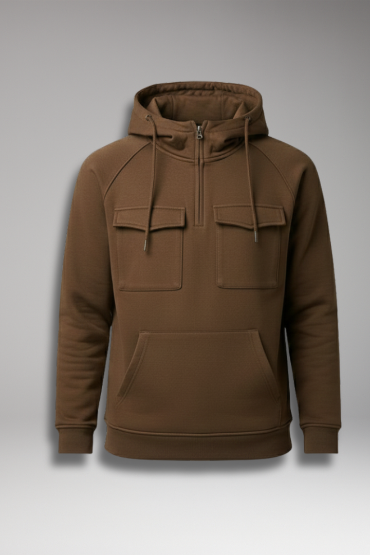 Men's Long Sleeve Hoodie Multiple Pockets - 
Fashinoza