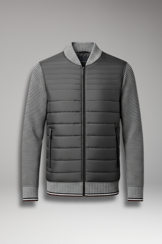 Men's Quilted Jacket Contrast Sleeves - 
Fashinoza