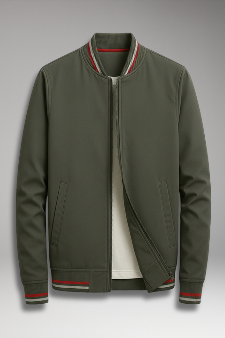 Men's Zip Front Jacket Ribbed Edge - 
Fashinoza
