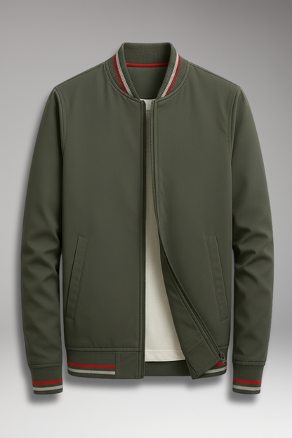 Men's Zip Front Jacket Ribbed Edge - 
Fashinoza