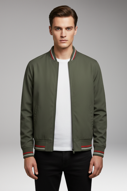 Men's Zip Front Jacket Ribbed Edge
