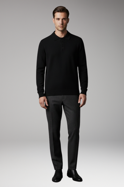 Men's Knitted Polo Shirt Button Front