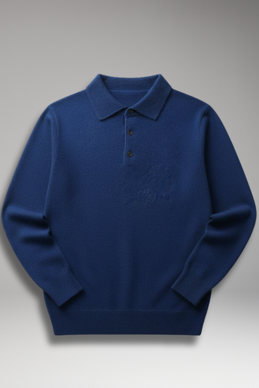 Men's Knitted Polo Shirt Button Front - 
Fashinoza