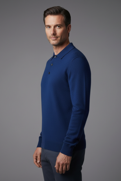 Men's Knitted Polo Shirt Button Front