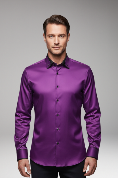 Men's Long Sleeve Dress Shirt Button Front