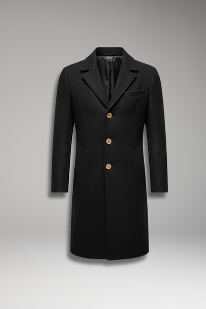 Men's Lapel Collar Long Coat Button Front Closure - 
Fashinoza