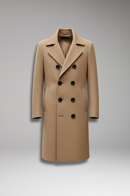 Men's Notch Lapel Long Coat Button Front - 
Fashinoza