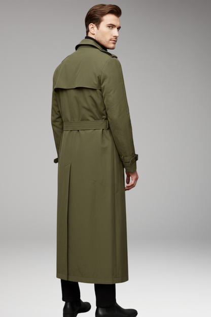 Men's Trench Coat Belted Button Front Design