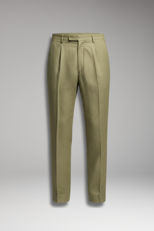 Men's Pleated Elastic Waist Pants Button Closure - 
Fashinoza