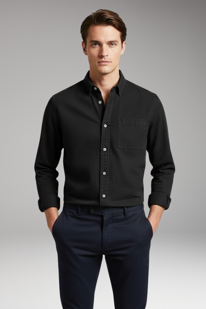 Men's Notched Collar Button Front Shirt