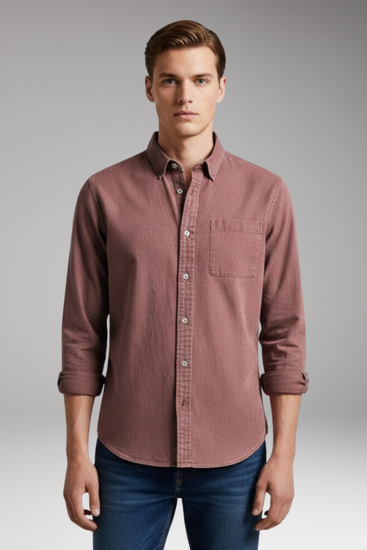 Men's Notched Collar Button Front Shirt