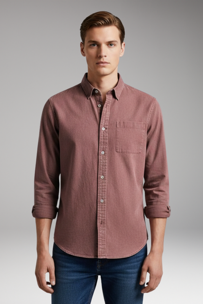 Men's Notched Collar Button Front Shirt