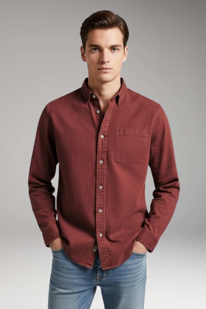 Men's Notched Collar Button Front Shirt