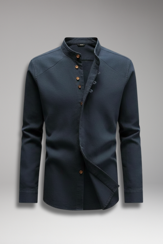 Men's Stand Collar Button Front Shirt - 
Fashinoza