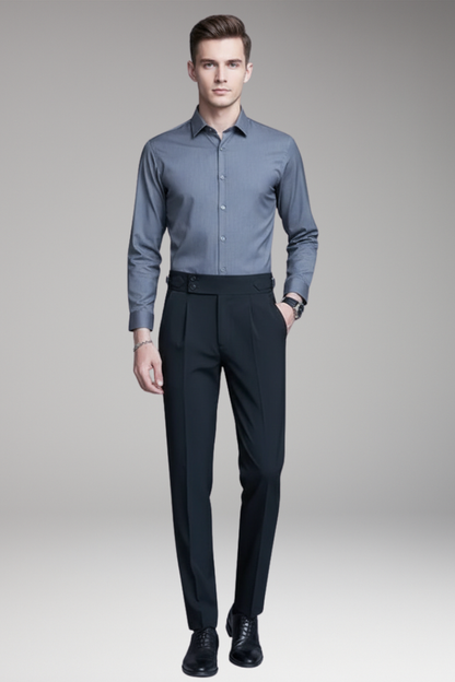 Men's Pleated Trousers With Adjustable Waist
