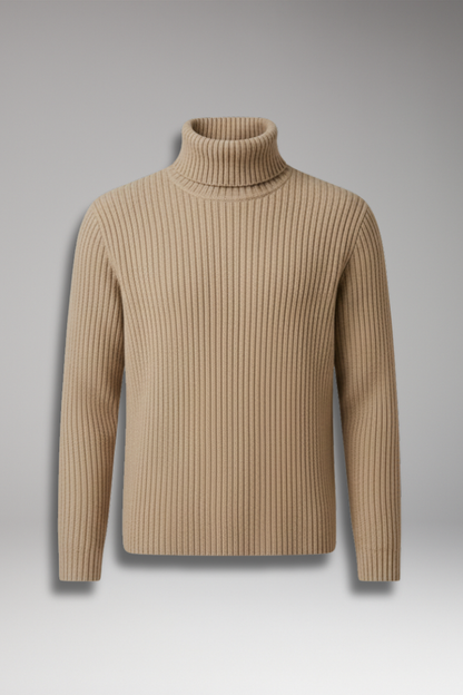 Men's Turtleneck Ribbed Sweater Structured Collar - 
Fashinoza