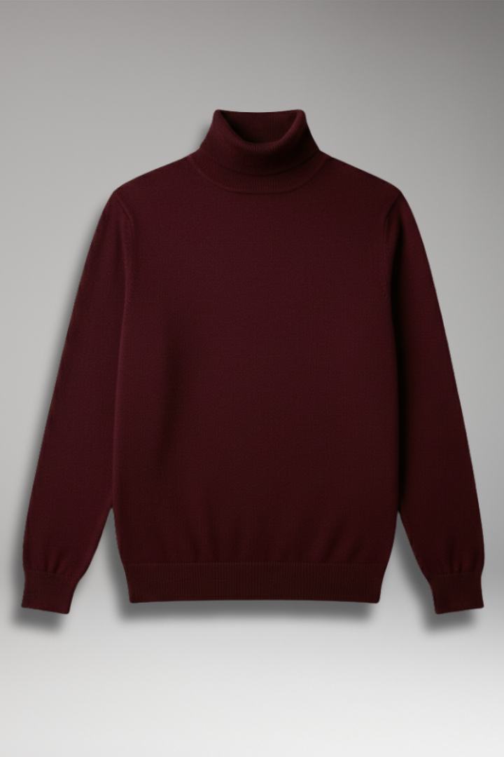 Men's Turtleneck Sweater Ribbed Knit Slim Fit - 
Fashinoza
