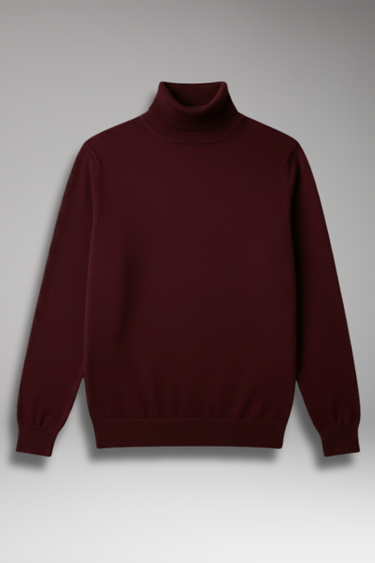 Men's Turtleneck Sweater Ribbed Knit Slim Fit - 
Fashinoza