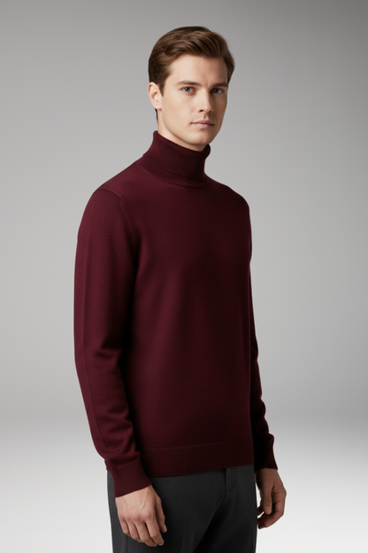 Men's Turtleneck Sweater Ribbed Knit Slim Fit