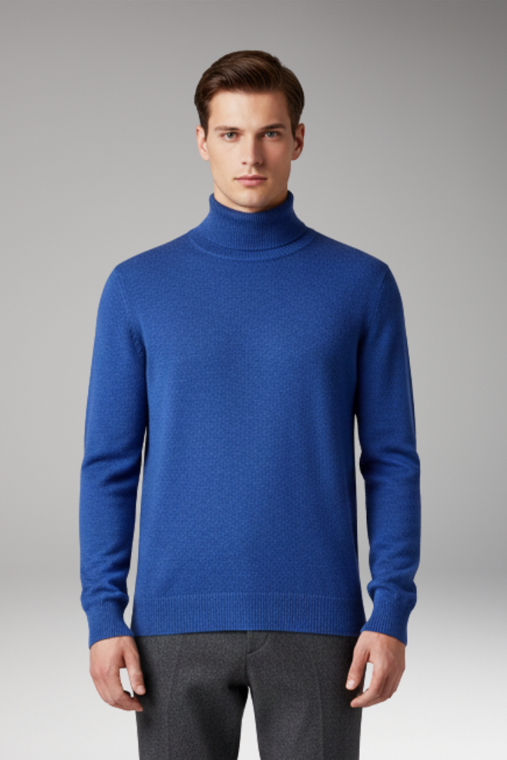 Men's Turtleneck Sweater Ribbed Knit Slim Fit