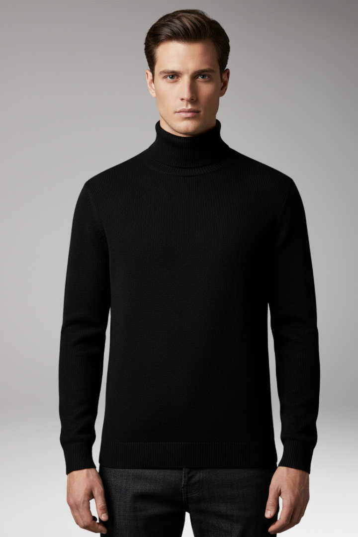 Men's Turtleneck Sweater Ribbed Knit Slim Fit