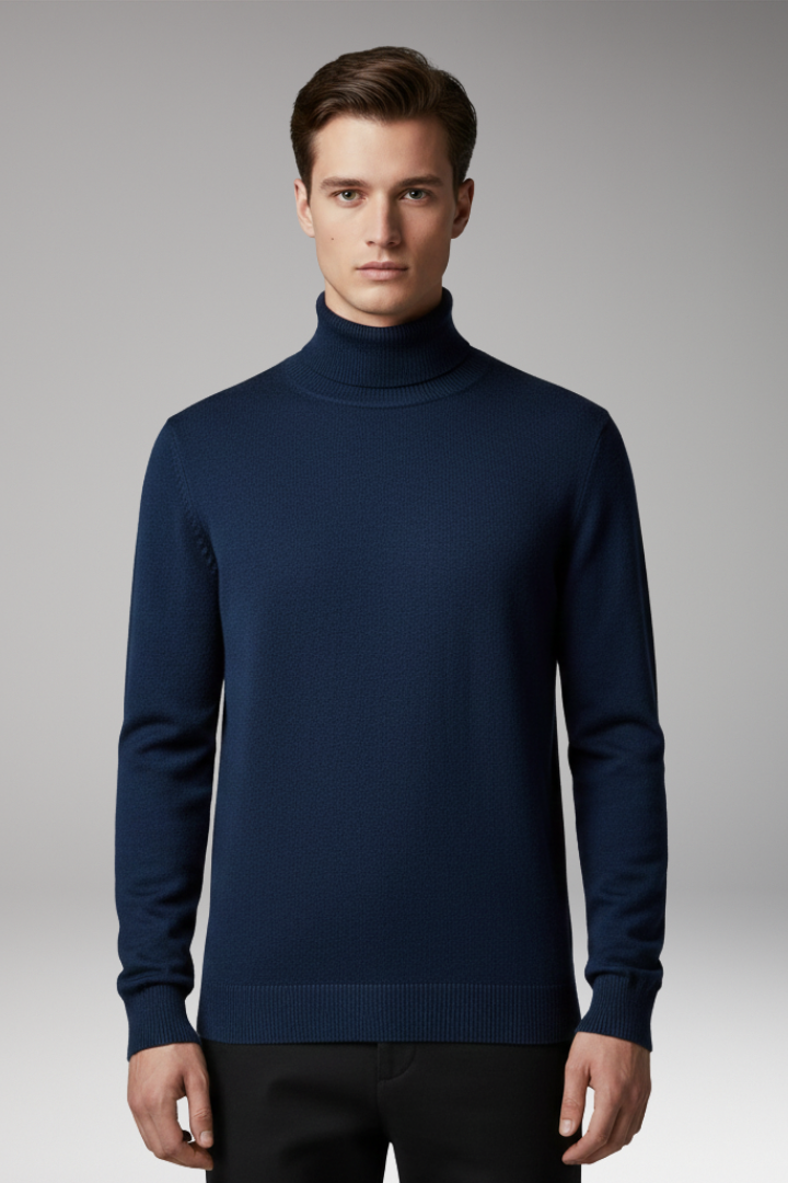 Men's Turtleneck Sweater Ribbed Knit Slim Fit