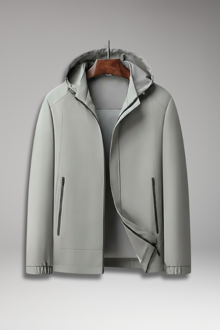 Men's Windproof Jacket Hooded Zippered Pockets - 
Fashinoza