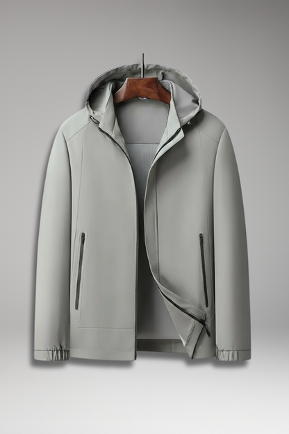 Men's Windproof Jacket Hooded Zippered Pockets - 
Fashinoza