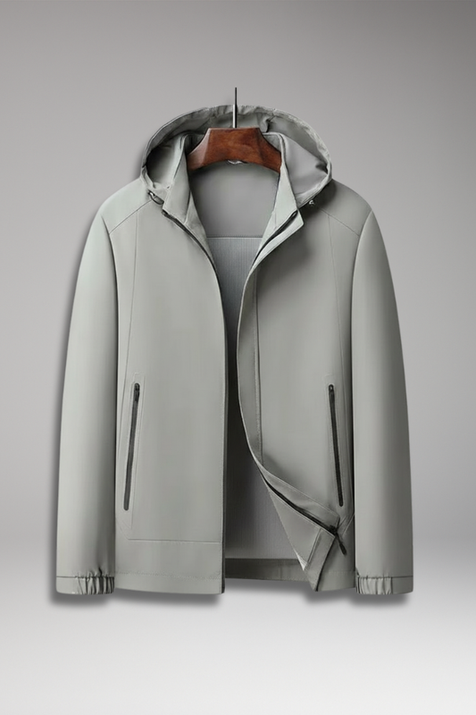 Men's Windproof Jacket Hooded Zippered Pockets - 
Fashinoza