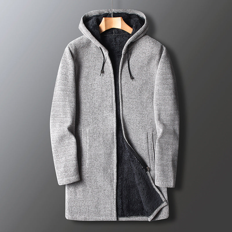 Men's Full-Length Hooded Coat Relaxed Fit Warm - 
Fashinoza