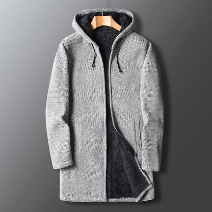 Men's Full-Length Hooded Coat Relaxed Fit Warm - 
Fashinoza