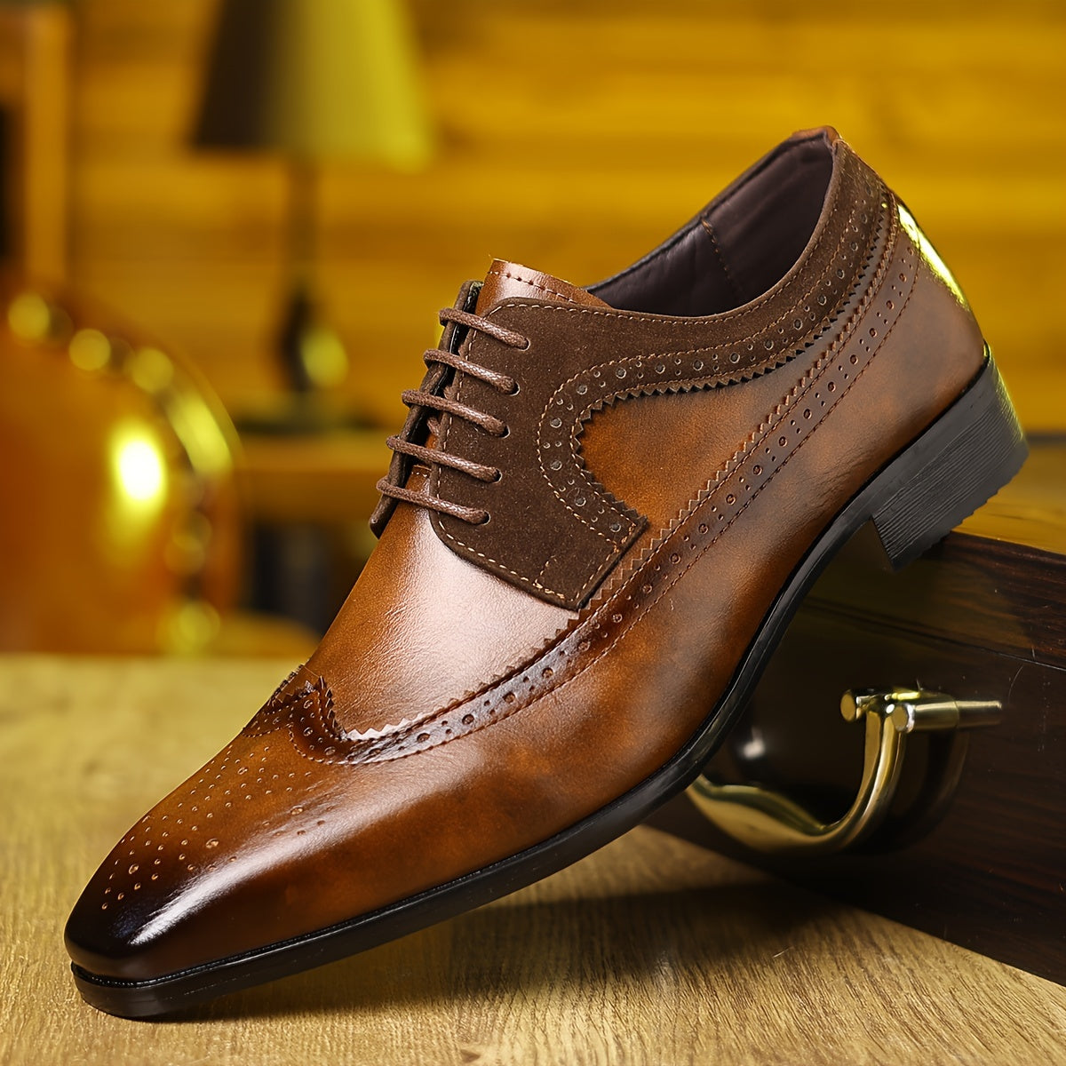 Men's Lace Up Wingtip Dress Shoes - Fashinoza