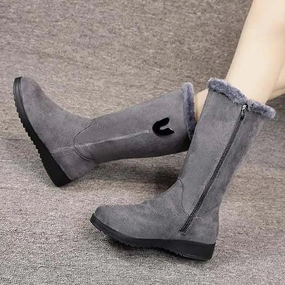 Women's Suede Mid-Calf Boots Warm Brown - 
Fashinoza