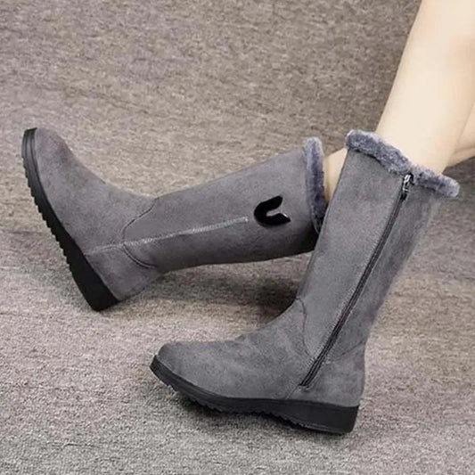 Women's Suede Mid-Calf Boots Warm Brown - 
Fashinoza