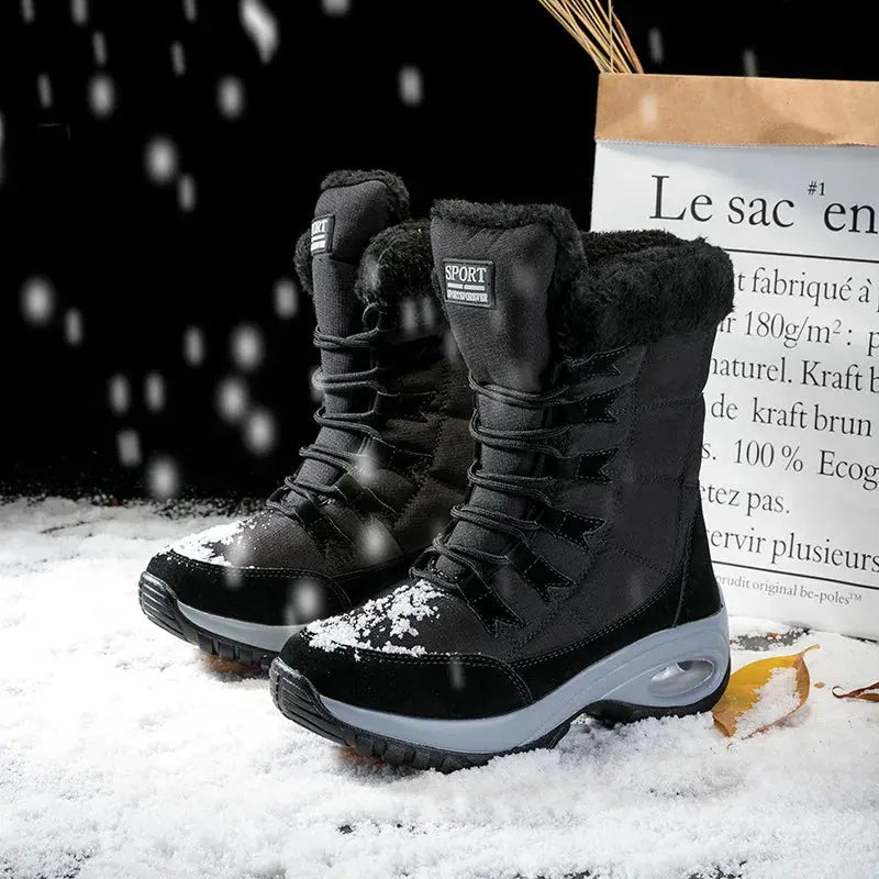 Women's Waterproof Mid-Calf Snow Boots - 
Fashinoza