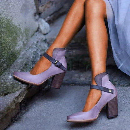 Women's Heel Sandals with Ankle Straps - Fashinoza