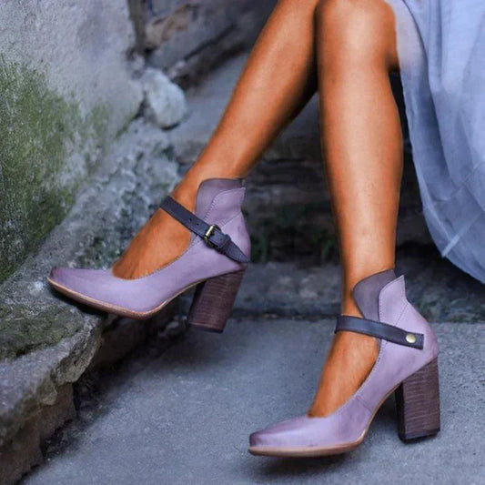 Women's Heel Sandals with Ankle Straps - Fashinoza