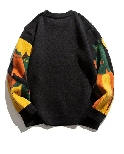 Women's Graphic Sweater Oversized Cat Pullover
