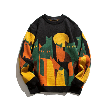 Women's Cat Sweater Moonlit Design