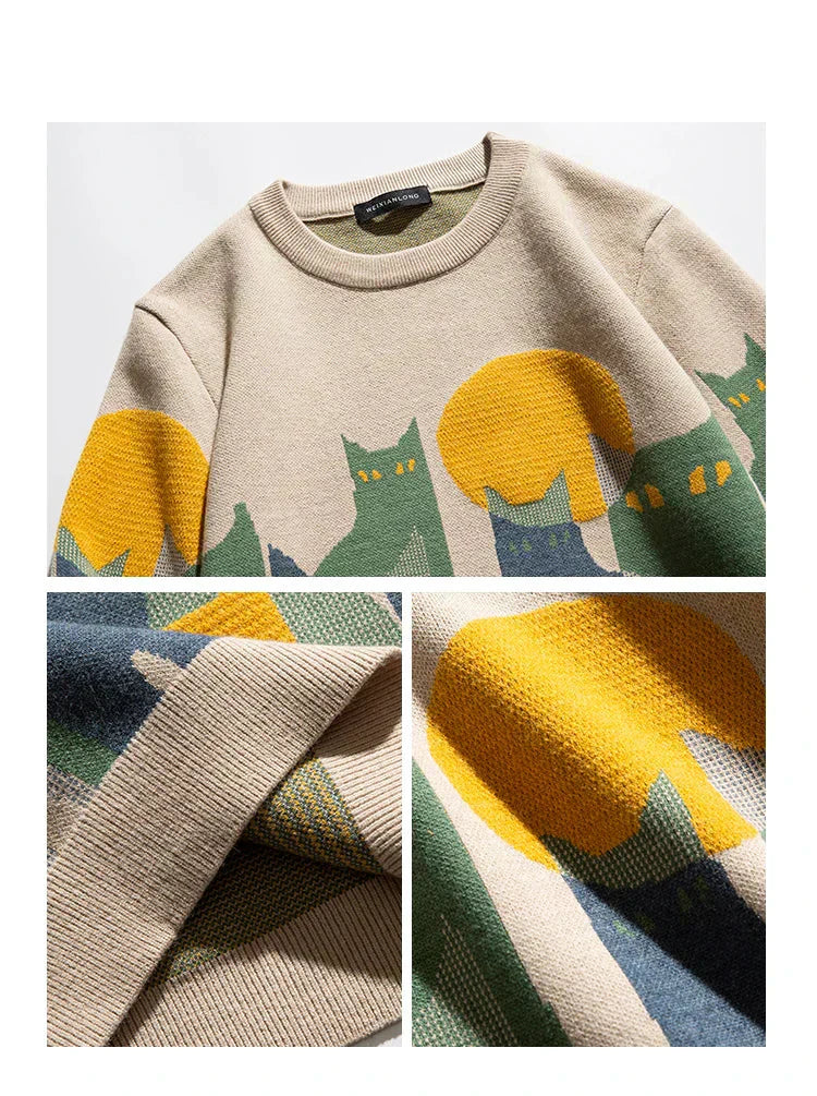 Women's Cat Sweater Moonlit Design