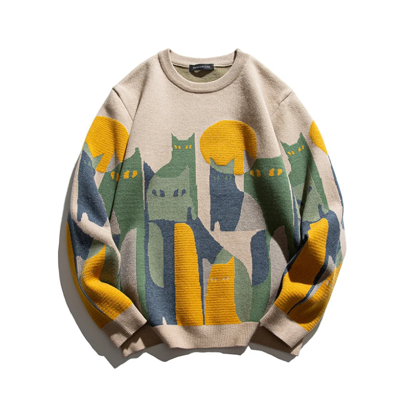 Women's Cat Sweater Moonlit Design - Fashinoza