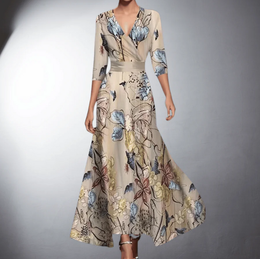 Women's Maxi Floral Wrap Cocktail Dress - Fashinoza