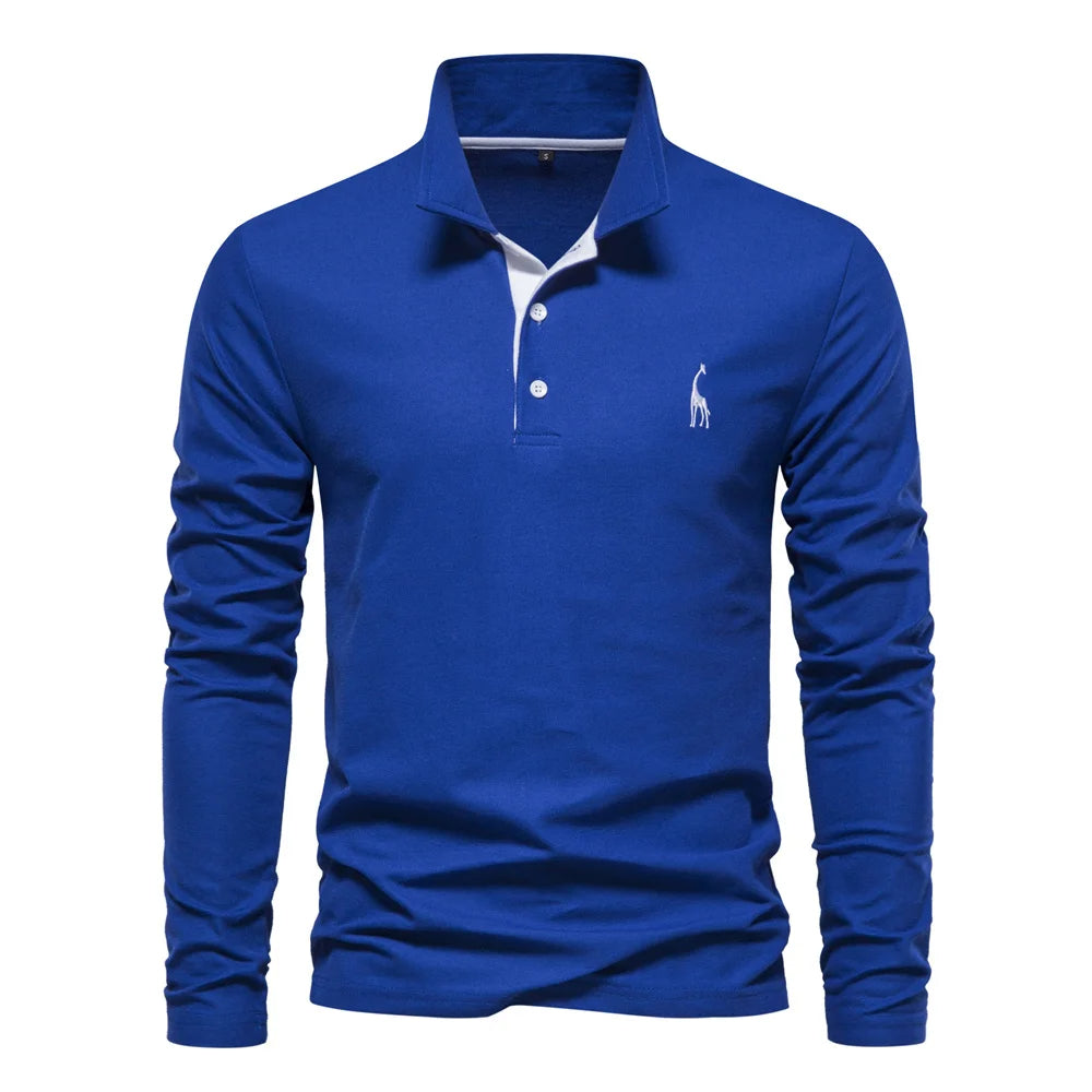 Men's Long Sleeve Polo Jumper Cotton Classic Collar Comfortable