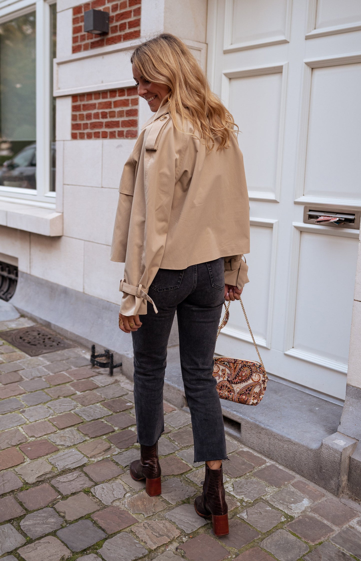 Women's Double-Breasted Trench Coat Cotton Belted Cuffs