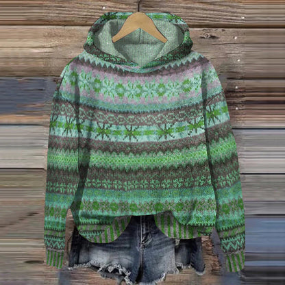 Women's Fair Isle Hoodie Sweater - Fashinoza