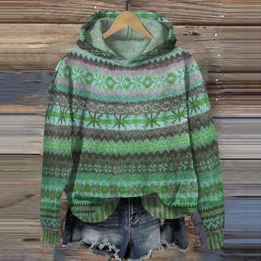 Women's Fair Isle Hoodie Sweater - Fashinoza