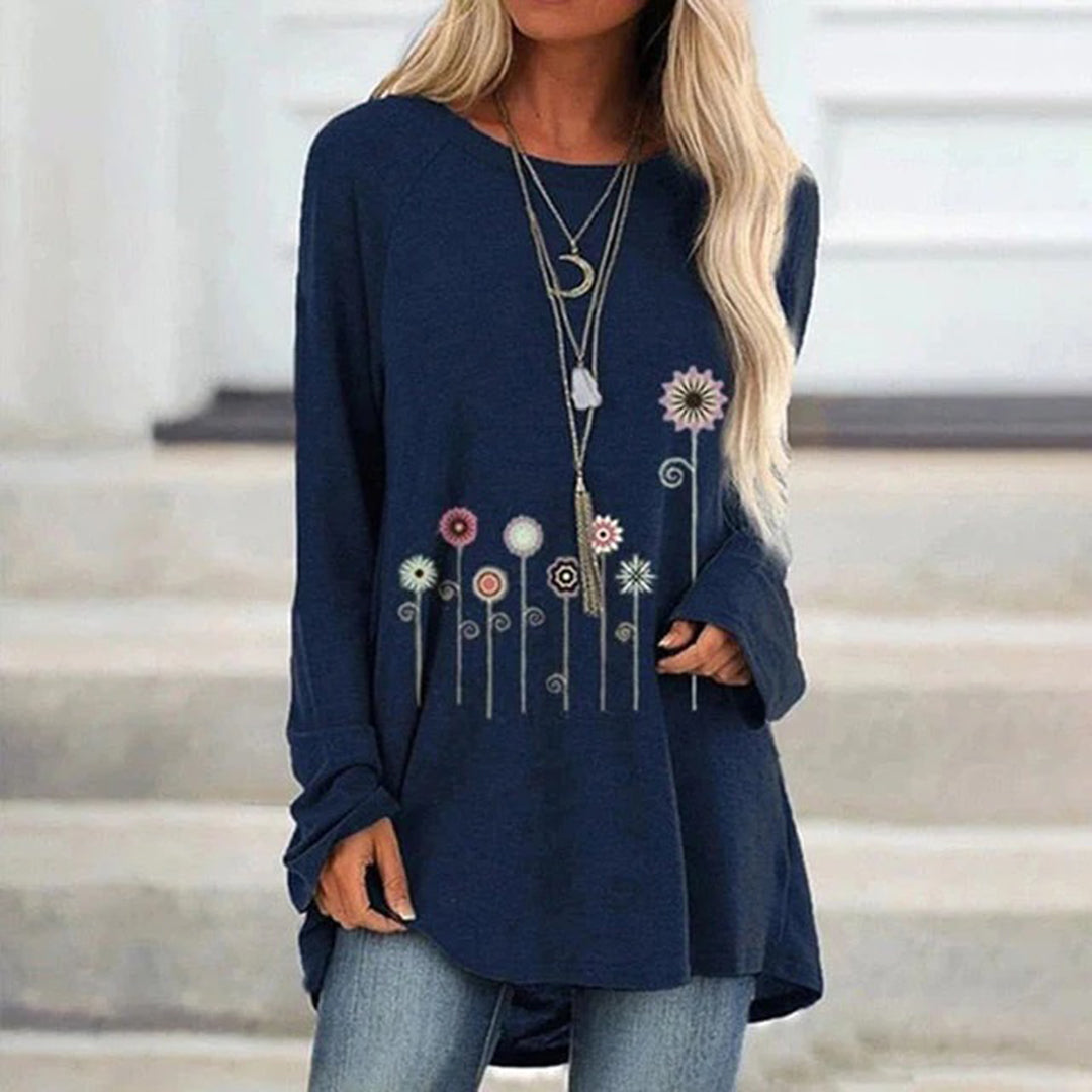 Women's Floral Embroidery Sweatshirt Soft Texture